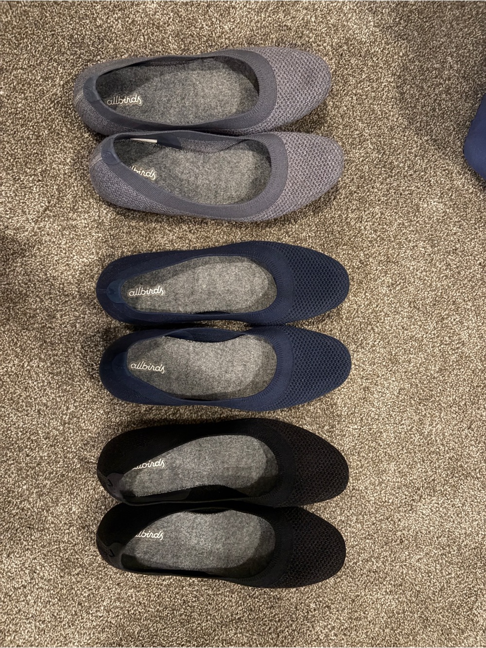 allbirds 3x Tree Breezer Flats - grey, navy, black